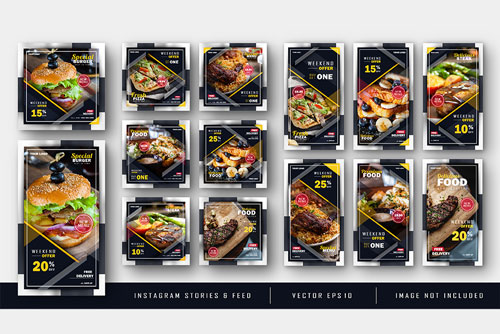 قالب Eps رایگان پست و استوری اینستاگرام ویژه رستوران ها